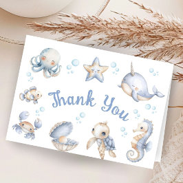 Cartão De Agradecimento Ocean Sea Baby Shower Boy Folded Thank You Card