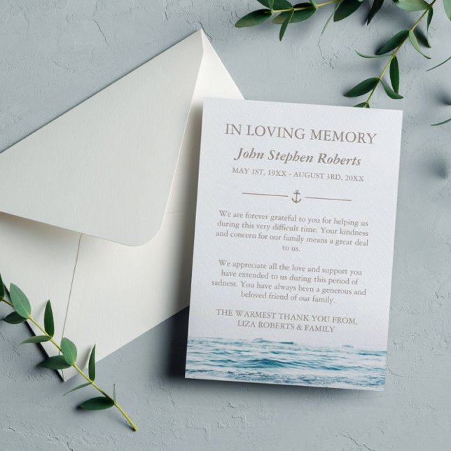 Cartão De Agradecimento Ocean Waves Náutica Simpatia Com Foto Obrigado (Criador carregado)