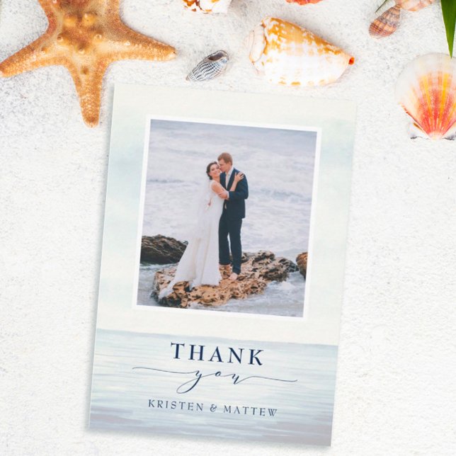 Cartão De Agradecimento Oceano de Aquarela Náutica (Criador carregado)