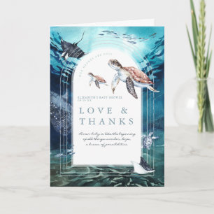 Cartão De Agradecimento Oceano de Tartaruga   Chá de fraldas Obrigado