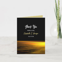 Cartão De Agradecimento Oceano ouro, Casamento Elegante de Praia