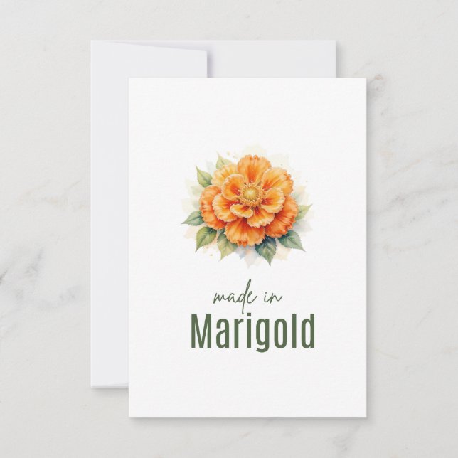 Cartão De Agradecimento October Marigold  Birth Flower Flat Thank You Card (Frente)