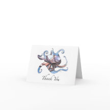 Octopus Thank You Card pen and ink illustration