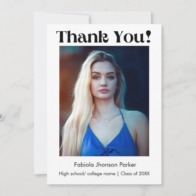 Cartão De Agradecimento %odern obrigado de graduação de Script para a mens (Frente)