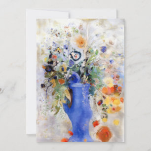 Cartão De Agradecimento Odilon Redon - Grande Buquê em Vaso Azul Pastel