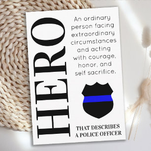 Cartão De Agradecimento Oficial de Polícia Herói Linha Azul Fino Personali