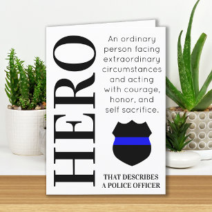 Cartão De Agradecimento Oficial de Polícia Personalizado da Linha Azul Her