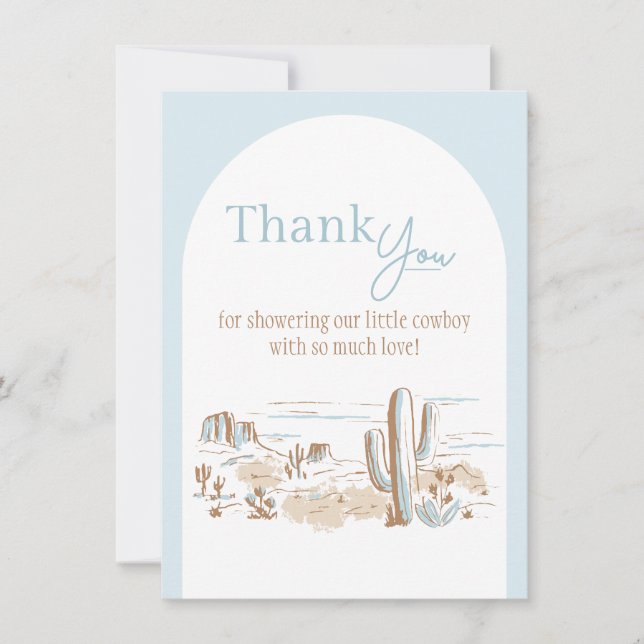 Cartão De Agradecimento Oh Baby Cowboy Flat Thank You Card (Frente)