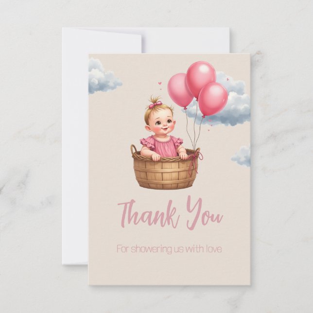 Cartão De Agradecimento Oh Baby Shower Pink (Frente)