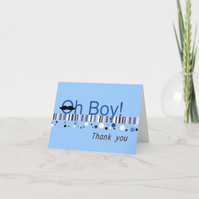 Cartão De Agradecimento Oh Boy Baby Shower Thank You Card (Frente)