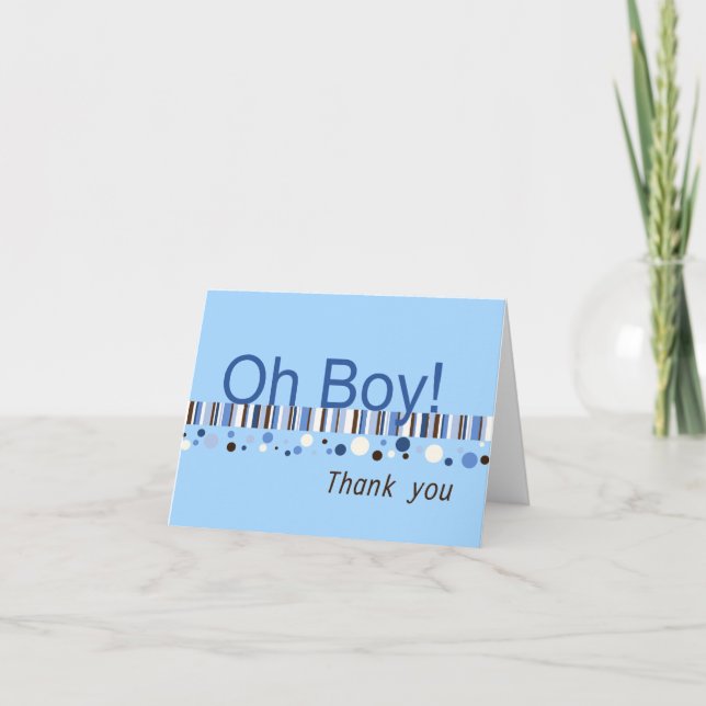 Cartão De Agradecimento Oh Boy Baby Shower Thank You Card (Frente)