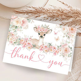Cartão De Agradecimento Oh Deer Baby Shower Girl Folded Thank You Card