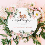 Cartão De Agradecimento Oh Deer Chá de fraldas Watercolor Floral<br><div class="desc">Diga obrigado a você com esta carta inspirada no veado. Ele apresenta um rosa floral,  pomo e vestido em uma nuvem rosa,  e um obrigado com letras à mão.</div>