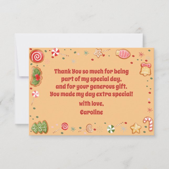 Cartão De Agradecimento Oh que divertido aniversário de Natal (Frente)