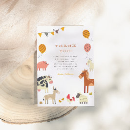 Cartão De Agradecimento Oink Baa Quack Moo Farm Animals Birthday Party