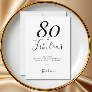 Cartão De Agradecimento Oitenta e Fabuloso Aniversário de 80 anos