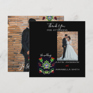 Cartão De Agradecimento Ojibwe Floral Strawberry Black Thank You Wedding