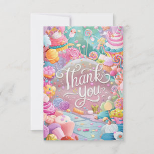 Cartão de agradecimento Olá Candyland para criança