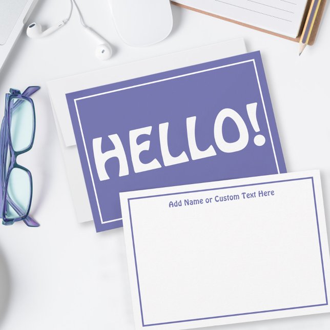 Cartão De Agradecimento Olá Modern Personalizado Monograma Periwinkle Blue (Hello Modern Custom Monogram Periwinkle Blue Thank You Card)