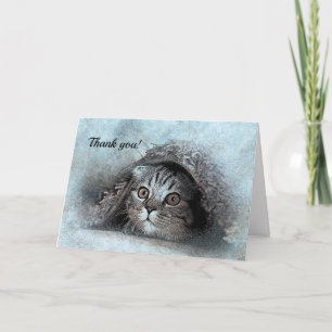 Cartão De Agradecimento Olá Pequeno Gatinho Obrigado Notecard