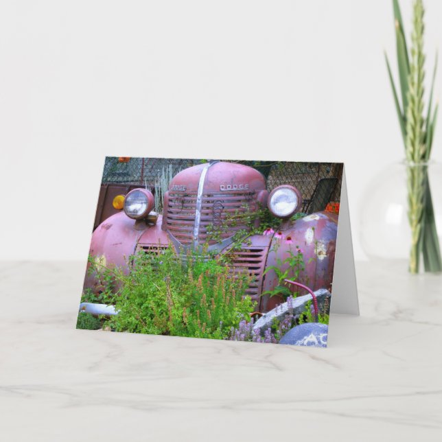 Cartão De Agradecimento Old Dodge Abandoned to Wild Flowers Greeting Card (Frente)