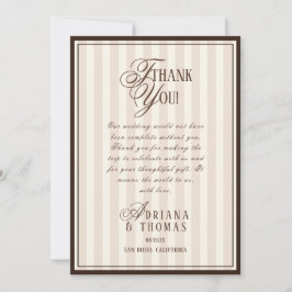 Cartão De Agradecimento Old Money Espresso Calligraphy Wedding