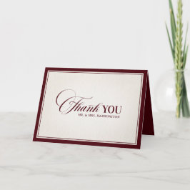 Cartão De Agradecimento Old Money Modern Formal Burgundy Luxury Wedding