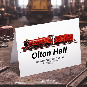 Cartão De Agradecimento Olton Hall Vintage Comboio a Vapor Comboio Inglês