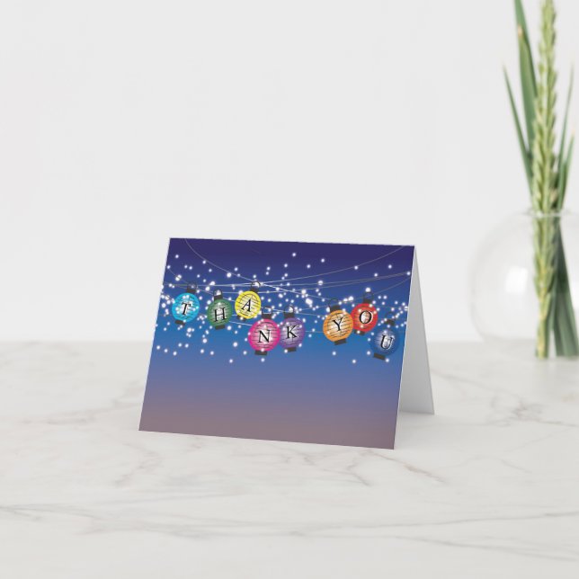 Cartão De Agradecimento Ombre Rainbow Lanterns THANK YOU card (Frente)