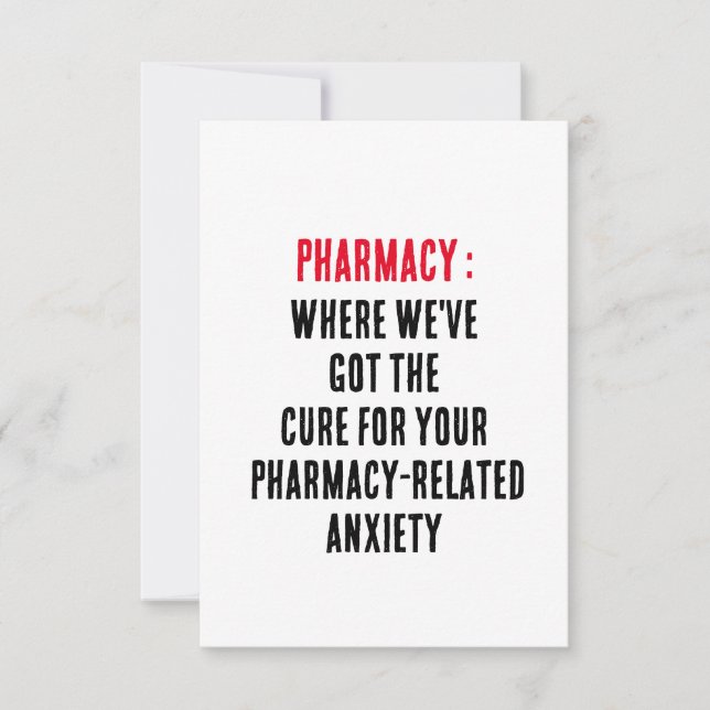 Cartão De Agradecimento Onde temos a cura para o seu farmacêutico (Frente)