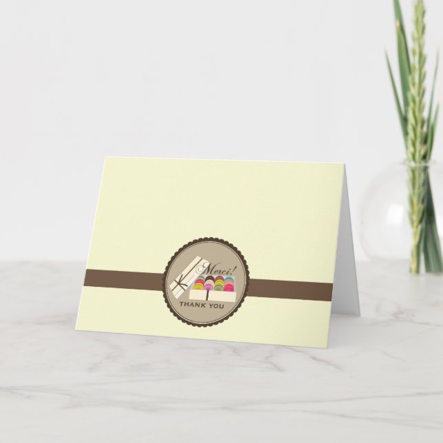 Cartão De Agradecimento One Dozen French Macarons Merci Thank You Card (Frente)