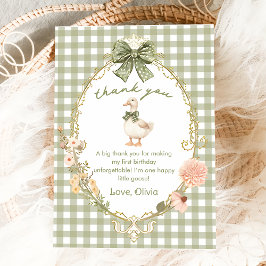 Cartão De Agradecimento One Silly Goose Gingham Birthday Thank You Card