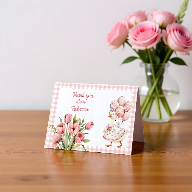 Cartão De Agradecimento One Silly Goose Girls's First Birthday (Criador carregado)