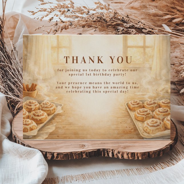 Cartão De Agradecimento One Sweet Little Bun First Birthday (Criador carregado)