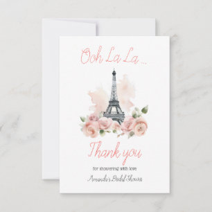 Cartão De Agradecimento Ooh La La Parisiense Francesa Floral Chá de Noiva