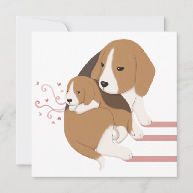 Cartão De Agradecimento Óptica de Beagle Mãe e Bebê (Frente)