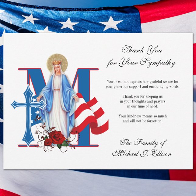 Cartão De Agradecimento Oração Funeral Militar Religiosa (Traditional Catholic Funeral Memorial Prayer Card)