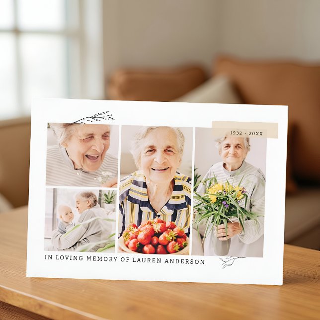 Cartão De Agradecimento Orador Simples de Fotografias Moderno 7 Memorial (Criador carregado)