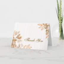 Orange and Brown Floral Thank You Card