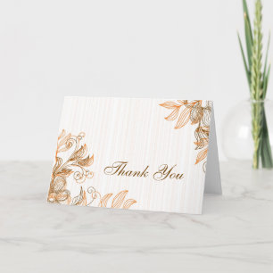Cartão De Agradecimento Orange and Brown Floral Thank You Card