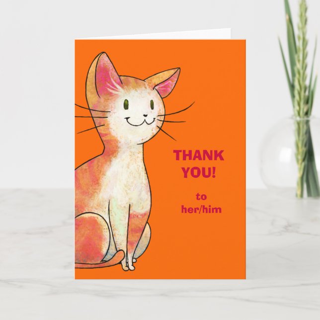 Cartão De Agradecimento Orange Cat Greeting Card(customizable) (Frente)