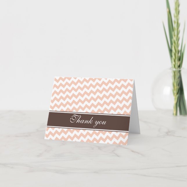 Cartão De Agradecimento Orange Chevron Brown Stripe Personalizado Obrigado (Frente)