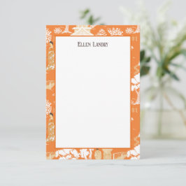 Cartão De Agradecimento Orange Chinoiserie Pagodas