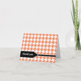Cartão De Agradecimento Orange Classy Houndstooth Thank You cards