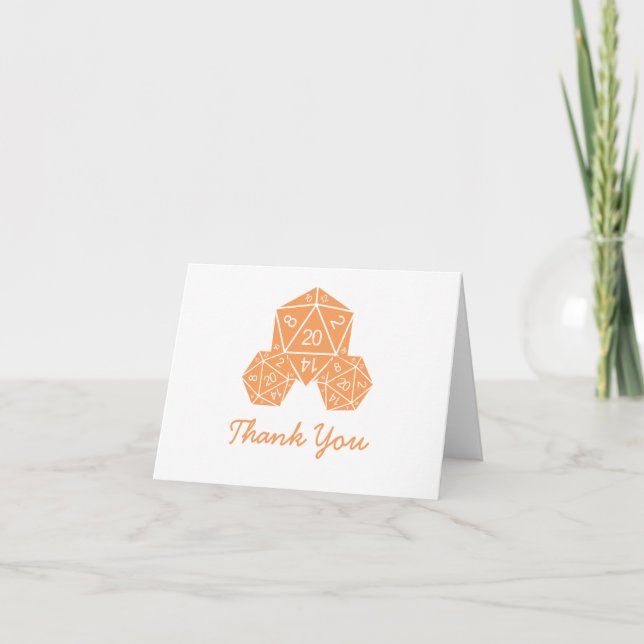 Cartão De Agradecimento Orange D20 Dice Thank You Card (Frente)