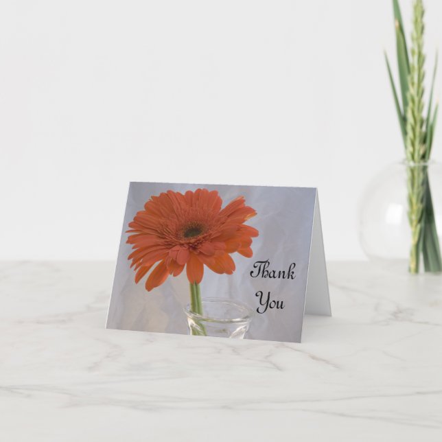 Cartão De Agradecimento Orange Daisy Wedding Bridesmaid Obrigado (Frente)
