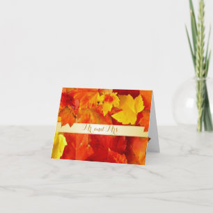 Cartão De Agradecimento Orange Fall Leaves Wedding Thank You Cards