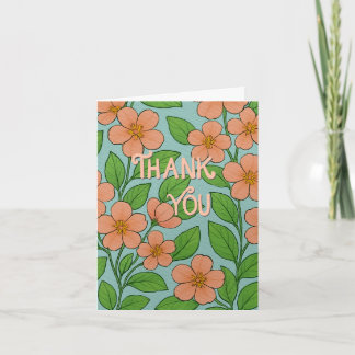 Cartão De Agradecimento Orange Floral Thank You Card with Hand Lettering |