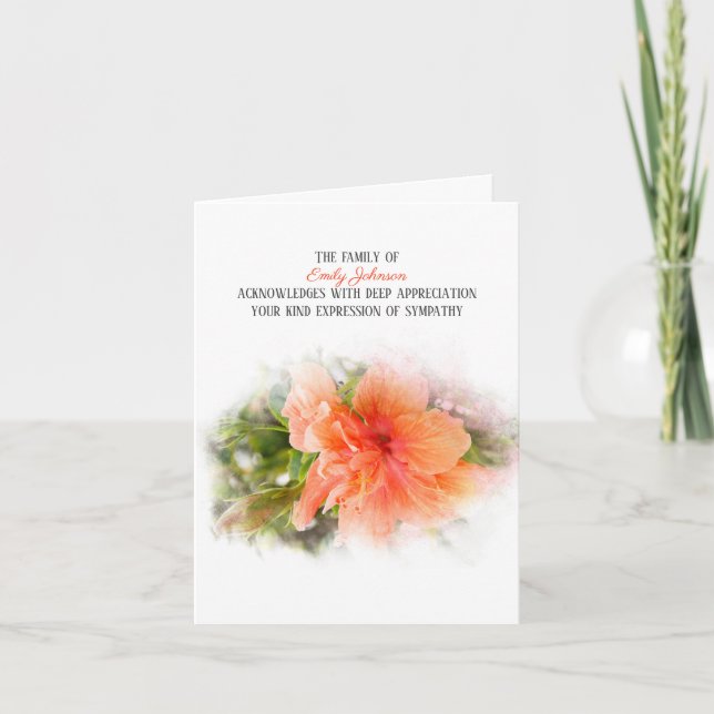 Cartão De Agradecimento Orange Hibiscus Simpatia Obrigado (Frente)