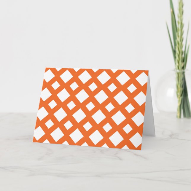 Cartão De Agradecimento Orange Lattice on White (Frente)